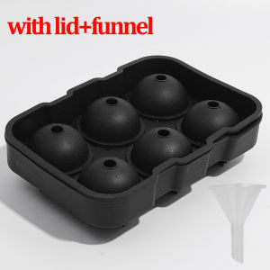 8Grid Silicone Round Ice Cube Mold with Funnel / Ice Ball Maker Mold / Ice Cube Trays for Freezer / DIY Ice Cream Cocktails Whiskey Sphere Ice Mould / Home Bar Ice Tray Molder