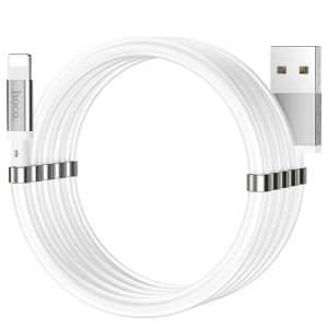 Cáp Sạc Nhanh Lightning Hoco U91 Hỗ Trợ Sạc Nhanh 2.4A Dây Sạc Nam Châm Tự Hít Gọn Gàng Dài 100cm dành cho iPhone X/ XS max/iPhone 11/iPhone 11 Pro max/iPhone 12/12Pro Max ipad