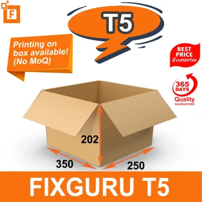 Fixguru T5 Carton Box 35 x 25 x 20.2 cm – Small to Medium Size for Moving Storage Courier