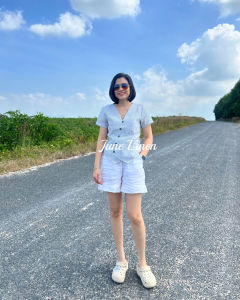 Áo kiểu nữ Linen tưng washed vạt chéo. JUNE LINEN #A37