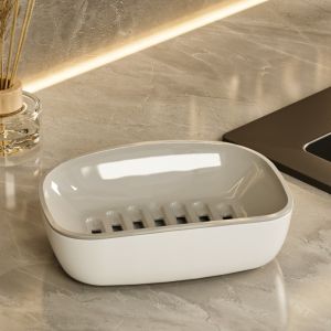 MIRELINA Plastic Soap Dish Double-Layer Non-slip Soap Box Portable Easy to Clean Soap Storage Holder Home Bathroom