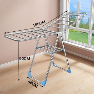 Heavy Duty Stainless Steel Cloth Drying Rack with Wheel Outdoor Foldable Clothes Hanger Penyidai Baju Ampaian Baju Outdoor Laundry Cloth Rack Rak Baju Lipat Ampaian Baju Lipat Besar