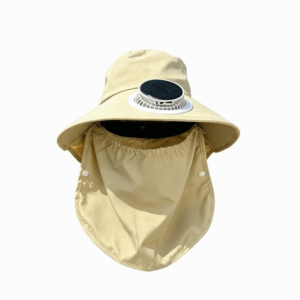 YOCKY Long-lasting Solar Fan Hat Breathable Adjustable Wide Brim Fishing Hat Face Cover Portable Sun Shading Hat for 3.7V300MAH Fishing