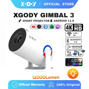 Local Delivery XGODY Gimbal 3 New Android 14 Mini Smart Portable Projector 4K Decoding Native 720P 300 ANSI 180° Free Rotation Support Auto Vertical Keystone Home Theater