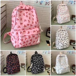LUXERY 1Pcs Large Capacity Bow Backpack Lightweight Nylon Students School Bag Durable Cute Storage Bag for Girls