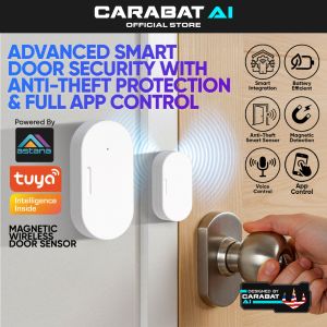 Carabat Wireless Magnetic Door Sensor | Smart Door Window Sensor | Tuya Security Alarm Sensor | Home Safety Door Alarm | Smart Home Door Detector Compatible with Tuya & Astana App