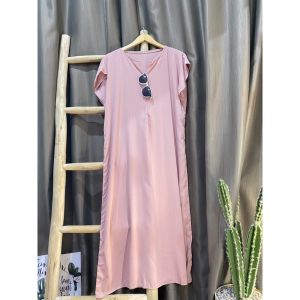 DASTER LONG WANITA LENGAN PENDEK LONG BUSUI DASTER KEKINIAN MIDI DRESS BAHAN RAYON ADEM DASTER TERBARU 2024 RESLETING