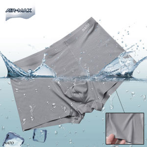 Quần Lót Boxer Air-Max Nam Vải Lụa Băng Tự Nhiên 100% Thun Lạnh Cao Cấp Màu Đen Xám Trơn Mát Thoáng Xì Lip Sì NATO