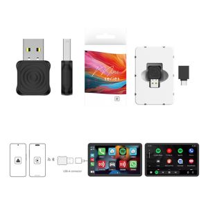 NAMSHEVA Mini Ultra Wireless CarPlay Adapter Bluetooth 2in1 CarPlay Video Adapter Travel Plug and Play Wired to Wireless Converter Car