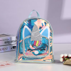 New Design Kid Laser Transparent Backpack Unicorn Transparent Bag Cute Kindergarden Bag Toy And School Storage Bag