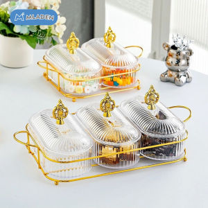 MLADEN Fruit Tray Plastic Candy Dried Fruit Storage Box Moisture Proof Nut Snacks Compartment Plate