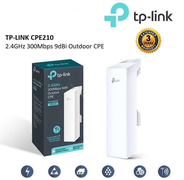 TP-LINK (CPE210) Wireless N300 2.4GHz 300Mbps 9dBi Access Point Outdoor ...