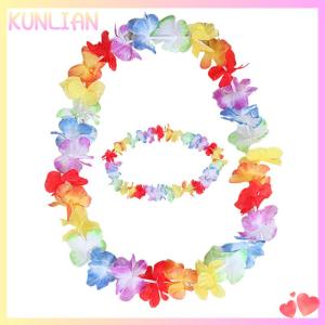 [KUNLIAN] 10pcs Hawaiian Flower leis Garland Necklace Fancy Dress Party Hawaii Beach Fun