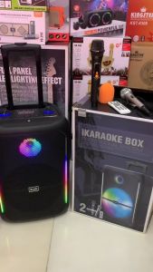Brodu BTS-1808 12 Inch Trolley Bluetooth Karaoke Speaker With Wireless&Wired Mic RGB LED Light TWS USB TF FM Radio Portable Outdoor Party Sound System