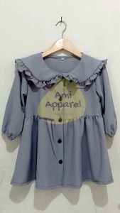 Okeh Collection  Baju atasan anak perempuan lucu terbaru 20223 bahan crinkle warna abu