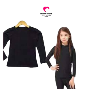 Kaos manset anak Cewek Umur 2-15 Th Warna Hitam Dan Putih lengan panjang Dalaman Muslim Baju Manset Olah Raga Polos Nyaman Dipakai