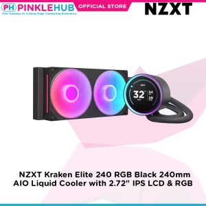 PinkleHub | NZXT Kraken Elite 240 RGB Black 240mm AIO Liquid Cooler with 2.72" IPS LCD & RGB