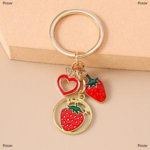 [COD] fhsav Initial Keychain For Women Apple Strawberry Bag Charm Key Chain Accessories Gifts Keychain For Purse Handbags Backpacks
