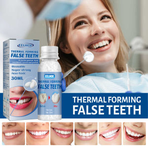 Ouhoe False Teeth Repair Moldable Teeth Adhesive Temporary False Teeth Solid Glue Denture For Missing Broken Teeth Moldable Tooth Filling False Teeth Care 30ml