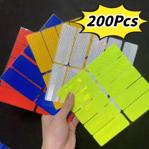 200Pcs Colorful Reflective Stickers Strip Motorcycle Helmet Warning Safety Mark Shape Rim Stickers