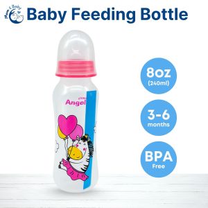 8oz 240ml Baby Angel Feeding Bottle Anti-Colic Soft Silicone Nipple BPA Free For 6 Months