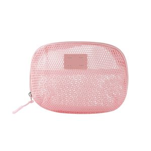 VERMILL With Zipper Cosmetic Bag Nylon Hand-held Toiletry Wash Bags Casual Mesh Mesh Makeup Bags Women