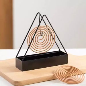 JJT Creative Triangle Mosquito Coil Holder with Ash Tray - Safe Heat-Resistant Incense Stand for Indoor Use
