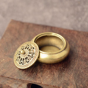 [HUSTOM] COD กระถางธูปทองเหลืองขนาดเล็กลายดอกบัว Jiuding