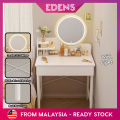 SKPLUS 60cm Bedroom Dressing Table Aesthetic Vanity Makeup Desk With Round Mirror LED Light Drawer - Fulfilled by SKPLUS. 