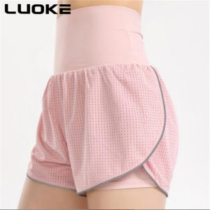 Luoke Sport Shorts Women Sports Shorts Running Anti-glare High Waist Fake Two-piece Tight-fitting Quick-drying Training Yoga Leisure Fitness Pants