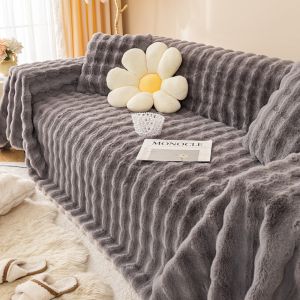 YUNAFIN Mùa đông ấm áp Khăn Sofa Lông Mềm Lông thỏ giả Siêu mềm mại và bông xốp Chăn lông mịn  Dày lên Bọc ghế sofa Trang trí nhà cửa