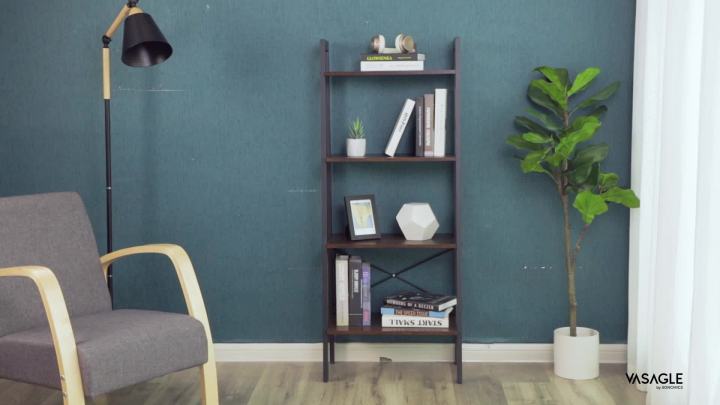 VASAGLE Living Room Furniture Bookcase Industrial Metal Frame Rack MDF