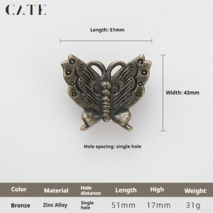 R Single-Hole Cabinet Handle Antique New Chinese Drawer Handle Zinc Alloy Small Handle Cabinet Knob Light Luxury Drawer Knob