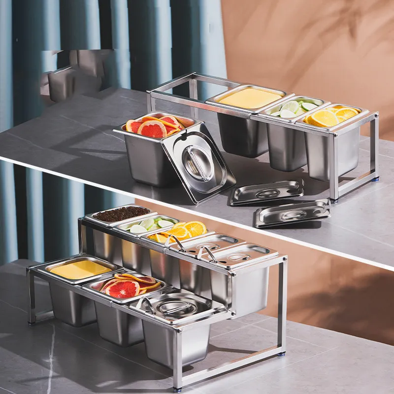 304 All-Steel Stainless Steel Seasoning Box stainless steel condiments  Kitchen container Compartment Condiment Rack Stainless Steel Kitchen  Condiment