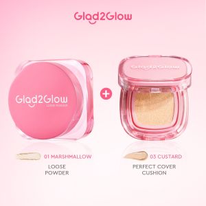 Abadi Mall Glad2Glow Perfect Blur&Cover Loose Powder + Perfect Blur&Cover Cushion | Finishing Kontrol Minyak Tahan Lama Anti Luntur Halus Sempurna & Cover Tinggi bedak padat bedak tabur two way cake cushion foundation setting spray make up g2g glad2glow