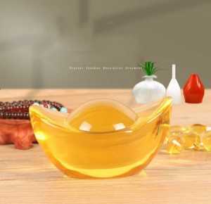 MINIATUR FENGSHUI CINA YUAN BAO DEKORASI CRYSTAL YEN BAO TRADISIONAL CINA 8 CM