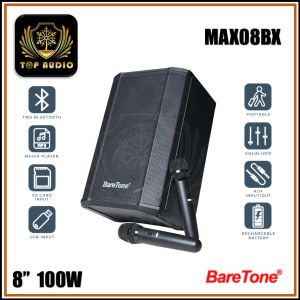 Baretone MAX08BX 8" Portable Speaker with Two UHF Wireless Microphone