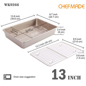 CHEFMADE Roaster Pan With Flat Rack Roasting Pan Easy Clean Non-stick WK9266