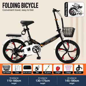 Portable Super Lightweight Mini Bicycle New Folding Bicycle College Studen Adult Male and Female Student Disc Brake Geared Foldable Bicycle