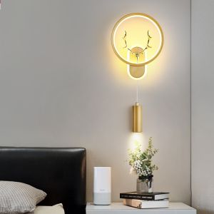 Lampu Dinding Tanduk Rusa Wall Lamp Hias Emas LED 3 Warna Nordic Modern Minimalis Untuk Kamar Tidur Koridor Ruang Tamu