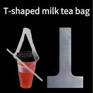 100 Pcs T-shaped Milk Tea Bag Beverage Bag Take Out Plastic Bag
