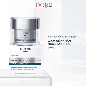 EUCERIN KEM DƯỠNG GIẢM NẾP NHĂN BAN ĐÊM HYALURON[3X] FILLER NIGHT CREAM 50ML tặng mặt nạ