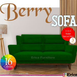 [FREE SHIPPING] Erica Berry Water Repellent Fabric Sofa/ Teak Wood Leg/ XL Size Sofa/ Sofa 1+2+3 / Sofa Viral