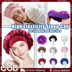High Elasticity Sleep Cap Long Hair Care Women Sleep Hat Silk Head Wrap - For Sleeping and Hair care