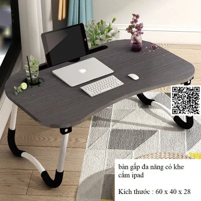 1426 Bàn học gấp gọn Màu A Đen để laptop có khe để Ipad gấp tiện dụng gọn gàng chắc chắn dễ di chuyển Bàn học gấp cho bé có khe để ipad thông minh