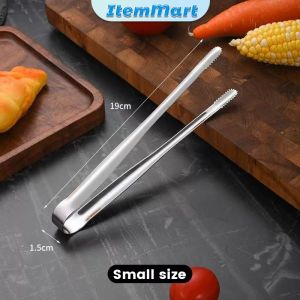 ItemMart Stainless Steel Barbecue Clip Food Tongs Long-handled Outdoor Grilling Steak Clamp Baking BBQ Tool