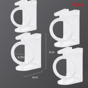 4/2Pcs Nail-Free Adjustable Curtain Rod Holder Clamp Hooks Rod Bracket Holders Adhesive Wall Curtain Fixed Clip Hanging Rack Hook