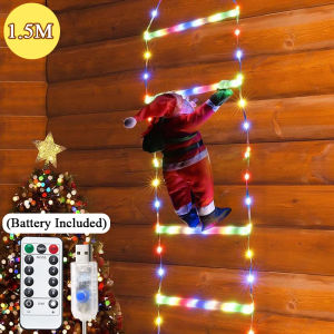 1.5/3Meters Santa Ladder Light with Doll USB Christmas LED Light Window Wall Christmas Decorations