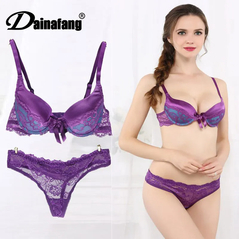 Comfortable Stylish lace sexy elegant purple bra set Deals 