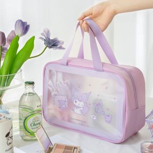 JIYAN2866 Cartoon Sanrio Cosmetic Bag Transparent Soft PU Travel Toiletry Bag Portable Large Capacity Swimming Bag